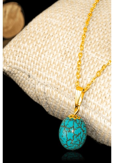 Sertifikalı Orijinal Gold Küre Model Firuze Taşı Kolye Ve Küpe Se Çok Renkli