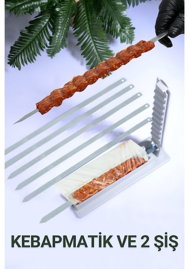 Rotanev Şiş Ve Kebapmatik Adana Urfa Kebap Kalıbı Aparatı Pratik Hızlı Kebap Makinesi Kutusu 2 Adet Gri