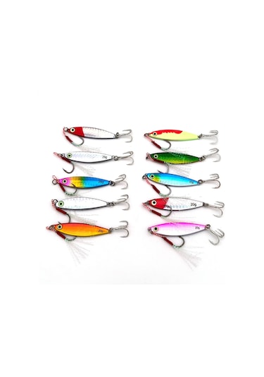 Valkyrie 10 Adet 20gr 6cm Kutulu Metal Rapala Jig Seti Balık Olta Yemi Parlak Gerçekçi Zoka