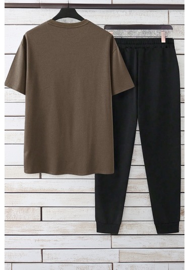 Unisex Boğa Baskılı Eşofman Takımı Kahverengi