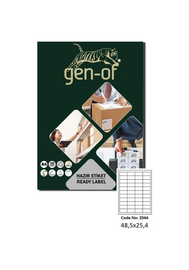 Gen-of Gk-2044 Laser Etiket 48.5x25.4 100 Sayfa 4400 Etiket