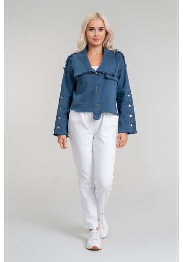 Kadın Power Likralı Pamuklu Kumaş Kol Ve Önü Çıt Çıtlı Pis Dikişli Mont Petrol