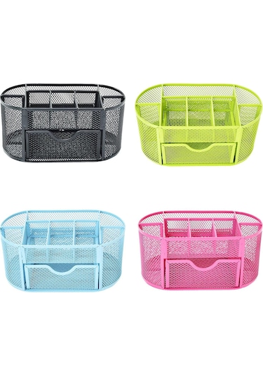 Ganzhoushop Ev Ve Ofis İçin Şık Metal Örgü 9 Bölmeli Masa Düzenleyiciblue