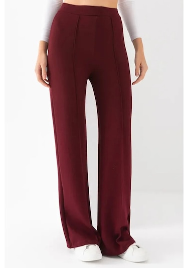 Ahves Çımalı İspanyol Paça Pantolon 1590 - Bordo Bordo