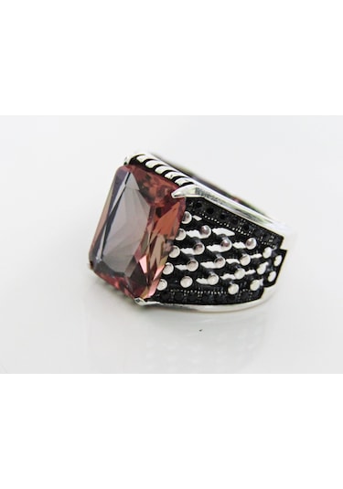 925 Ayar Gümüş Zultanit Taşlı Kare Erkek Yüzük