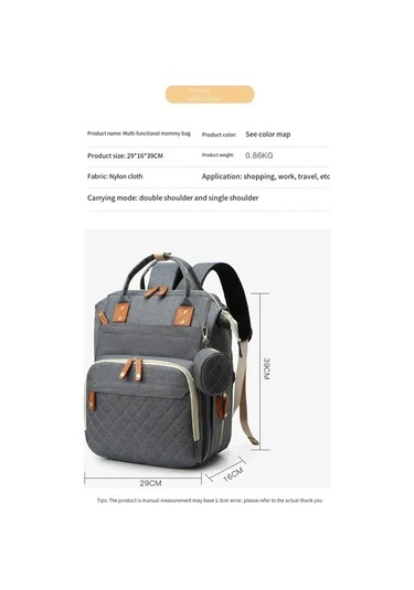 Jialan Taşınabilir Anne Çantası Büyük Kapasiteli Omuz Anne Ve Gri