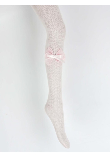 1 Adet Kız Çocuk Yazlık Beyaz Dantel Kurdele Fiyonk Aksesuarlı Çocuk Külotlu Çorap-1027 Beyaz