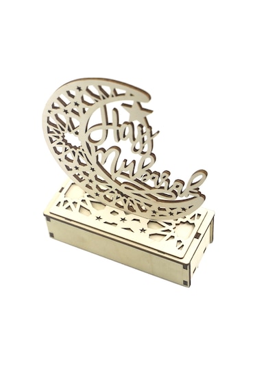 Springsun Ahşap Ay Şekilli Led Işıklı Ramazan Dekorasyonu - Ev Süsleme Ve Gece Lambası