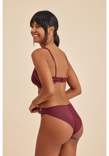 Roma Bordo Balensiz Dantelli Üçgen Bralet Sütyen Külot Takım bordo