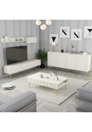 Variant Lyon Orta Sehpa - Krem / Altın