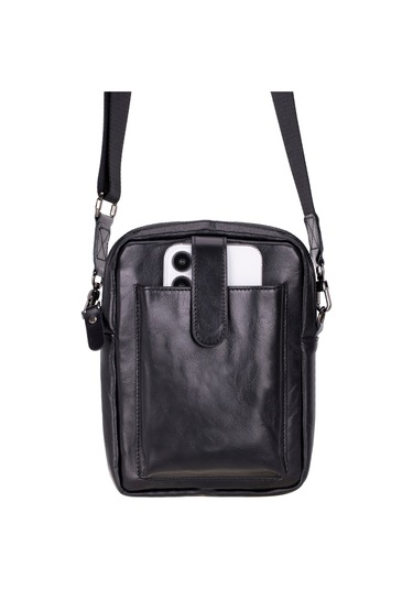 Bloominbag Bloombag Obsidian Black Hakiki Deri Crossbody Çanta Siyah