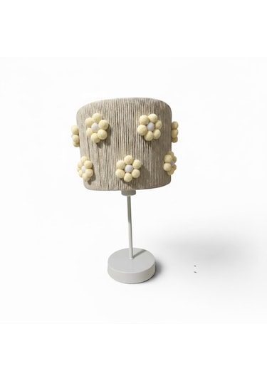 Elizim Home Lighting Makrome Papatyalı Abajur Krem