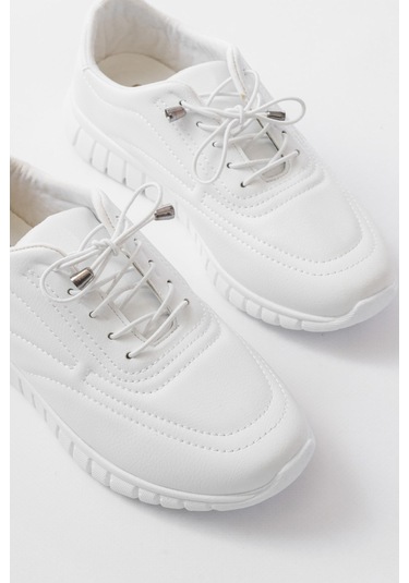 Aska Shoes K-504 Bağcıklı Desenli Günlük Spor Ayakkabı Beyaz