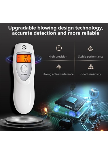 Kangvka Beyaz Taşınabilir Alkol Testeri - Yüksek Hassasiyetli, Dokunsuz, Alarm Ayarı, Otomatik Kapatma, Aaa Pil Gerektirir Beyaz