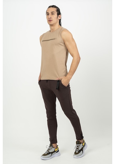 Maraton Sportswear Regular Erkek Bisiklet Yaka Kolsuz Basic Açık Vizon Atlet 21723-Açık Vizon