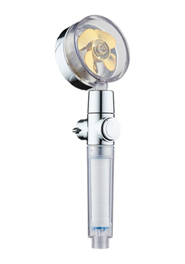 Shineyee Altın Turbofanlı El Duşu - Akış Ayarlı, Bir Tuşla Durdurma, 60 Yukarı-aşağı 360 Sağa-sola Dönebilen, Filtreli Şeffaf Gövde Altın