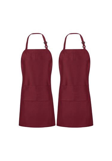 2 Paket Önlük, 2 Cepli Ayarlanabilir, Su Ve Yağa Dayanıklı Bordo, 2 Paket Diğer