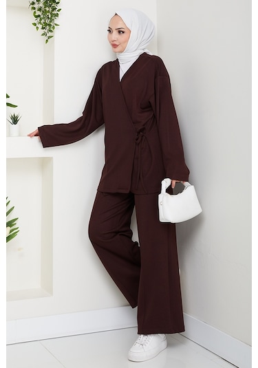 Kimonolu Oysho İkili Takım 1623 - Acı Kahve Acı Kahverengi