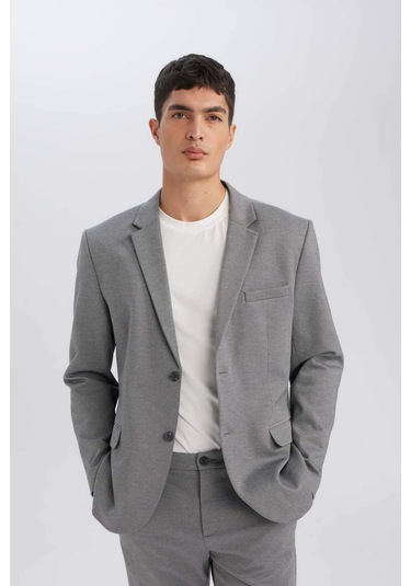 Defacto Modern Fit Astarlı Blazer Ceket C5990AX24AUAR4 Antrasit Defacto Modern Fit Astarlı Blazer Ceket C5990AX24AUAR4 Antrasit