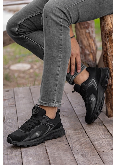 D122 Günlük Ortopedik Garantili Erkek Sneaker Spor Ayakkabı Siyah