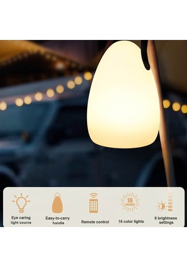 Dancemonkey Taşınabilir Kamp Lambası 16 Renkli Masa Işığı Çok Renkli