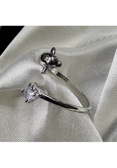 Dükkan Taşlı Dolphine Taşlı Yüzük Gümüş - Beyaz