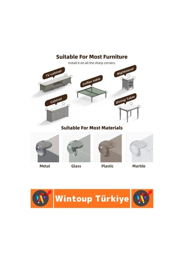 Pratik Çocuk Bebek Güvenlik Masa Komodin Mobilya Çarpma Önleyen Silikon Köşe Kenar Koruyucu 8 Adet Çok Renkli