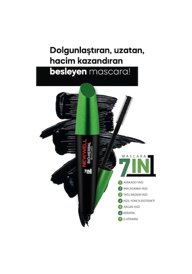 New Well Bio-Herbal 7In1 Bitkisel Mascara Siyah
