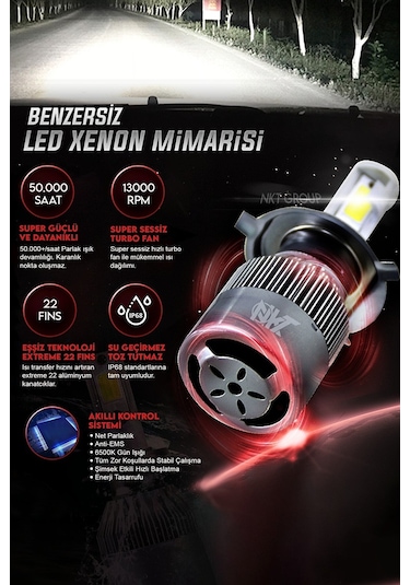 Ford C-max 2007-2009 H7 Kısa Far Xenon Led Şimşek Etkili Beyaz