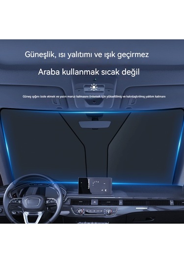 Katlanır Araba Güneşlik Tam Karartma Titanyum Gümüş Büyük Boy 06