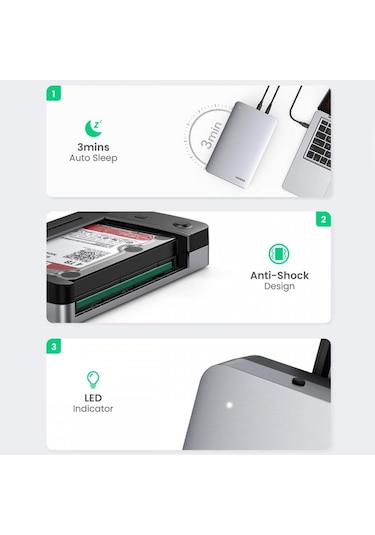 Ugreen 70798 Type-C Gen2 Sata 3.5 & 2.5İnç Ssd Harddisk Kutusu