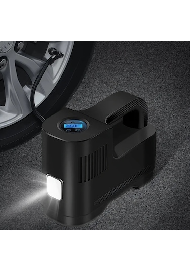 Siyah Taşınabilir Dijital Lastik Şişirici Led Işıklı - Çakmak Gücüne Bağlı, Arabalar & Motosikletler İçin Uygun