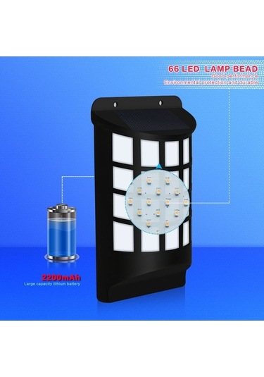 Ebitda Güneş Enerjili Alev Efektli Duvar Lambası - 2000mah Pil, Ip65 Su Geçirmez, Otomatik Aç/kapa