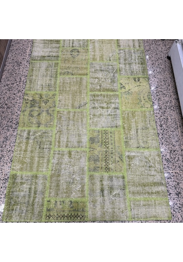 Hoom Rugs Antik Patchwork Yeşil El Dokuma Kilim Yeşil