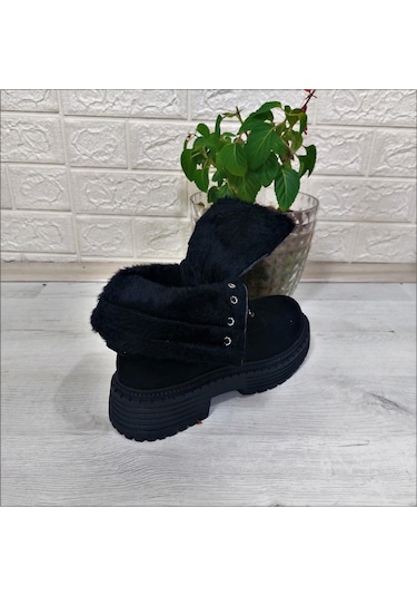 Pierre Cardin 52418 Siyah Süet İçi Kürklü Kaymaz Bayan Bot 001