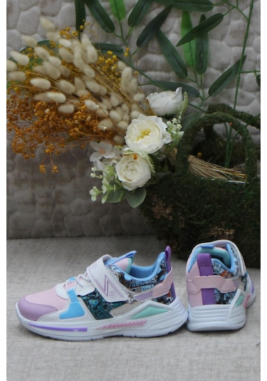 M.p 242 3325 Beyaz Mor Rahat Hafif Kız Çocuk Ayakkabı 001