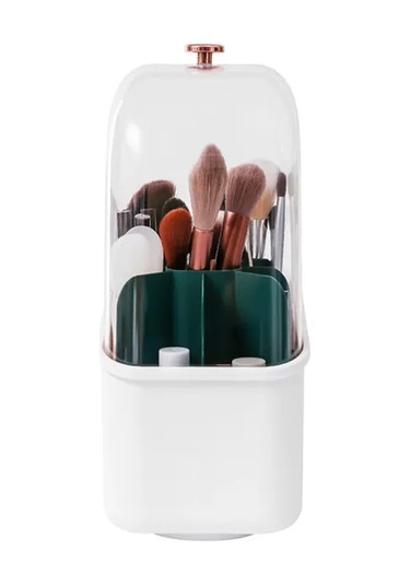 Mufunye Kozmetik Saklama Kutusu, Döndürülebilir, Toz Geçirmez Ve Büyük Kapasiteli, Kare Yeşil