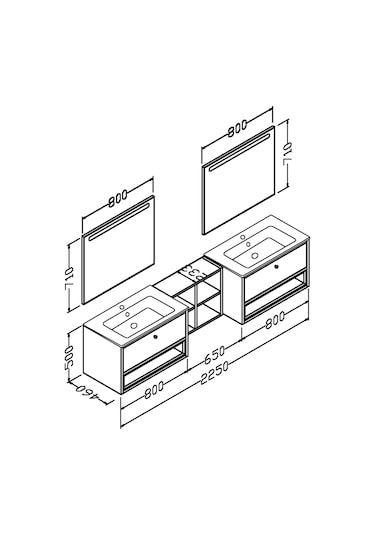Espero 225 Cm Beyaz Lavabolu Banyo Dolabi (Boy Dolap Hariç) Çok Renkli