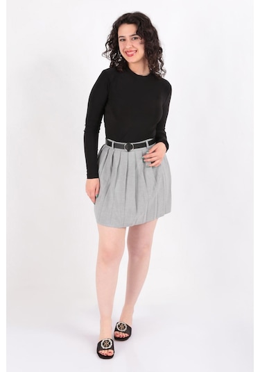 Hadise Selget003968 Kadın Kemerli Pileli Mini Etek SELGET003968-R7512 Gri Hadise Selget003968 Kadın Kemerli Pileli Mini Etek SELGET003968-R7512 Gri