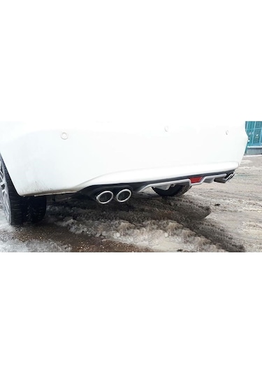 Honda Civic Fb7 Uyumlu Gri Difüzör 4 Krom Egzoz Görünümlü Difizör Arka Ek Body Kit