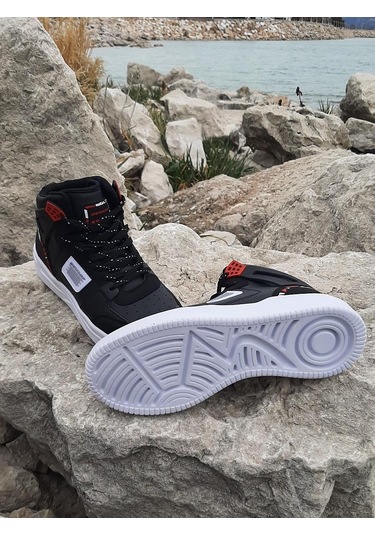 Dunlop 2238 Siyah-Kırmızı, Fuspetli Ortapedik Boğazlı Basket Spor Ayakkabı AYKSAYAK-000492