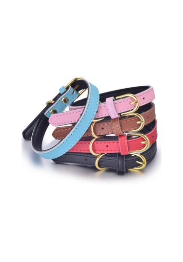 Homyl Ayarlanabilir Pu Deri Pet Yavru Köpek Tasması L-siyah Siyah