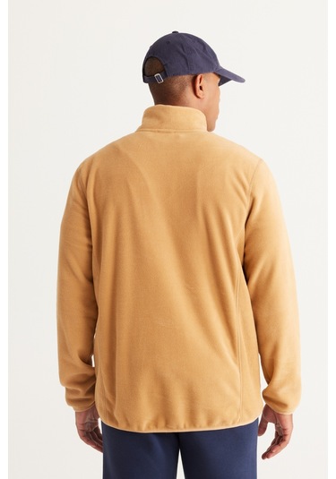 AC&Co / Altınyıldız Classics 4A5221100014KRE3XL Standart Fit Fermuarlı Bato Yaka Polar Erkek Ceket Krem