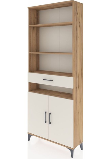 Arges Dolap 5 Raflı Tek Çekmeceli 2 Kapaklı 88x30x221 Çam-aytaşı Atlas Çam