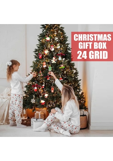 Çocuklar İçin 24 Parça Reçine Anahtarlık Dekorlu Noel Advent Takvimi