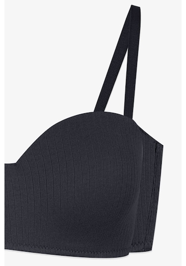 Kadın Dolgusuz Pamuklu Fitilli Straplez Sütyen Siyah