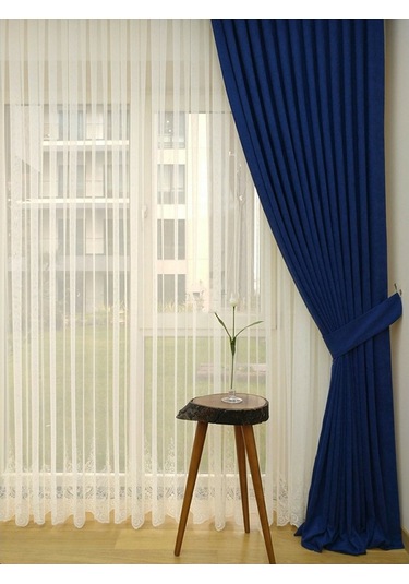 Evdepo Home Parlament Petek Fon Perde Tek Kanat Lacivert