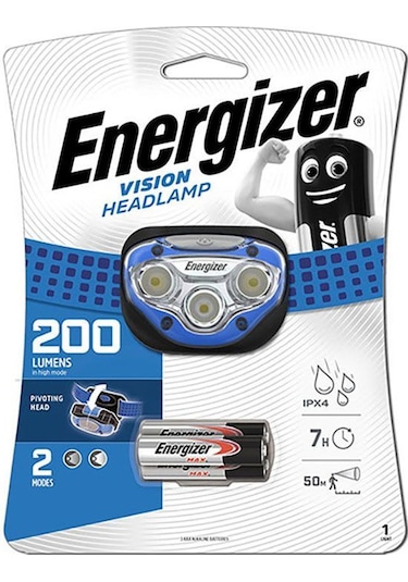 Energizer 200 Lumens Pilli Kafa Lambası Siyah