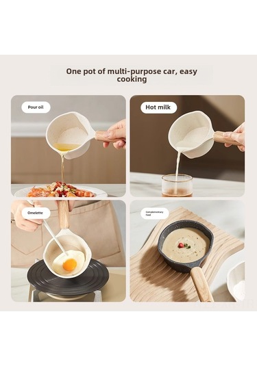 Xiyyadms Evde Kullanım İçin Minik Mutfak Tenceresı Seti 2 Adet - Mefit Kaplama, Sıvı Yağlandırabilir, Omlet/bezelye Pişirebilir, Gaz Ocağı Uyumlu Beyaz+siyah Diğer