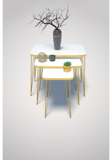 Zigon Sehpa Kr Gold Beyaz Tel